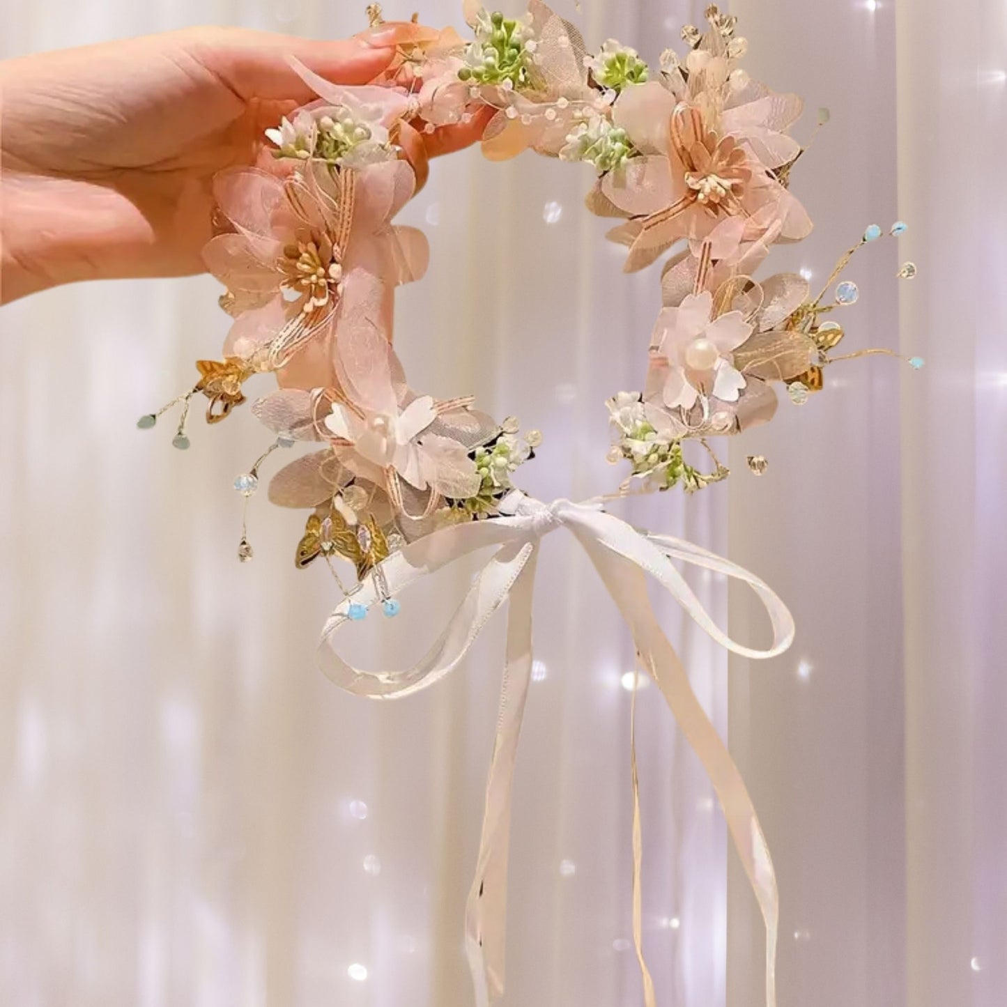 Peach Flowered Fairy Tiara