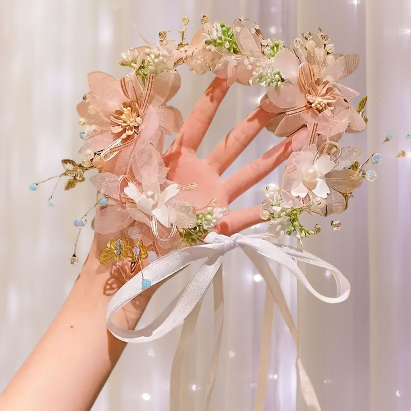 Peach Flowered Fairy Tiara