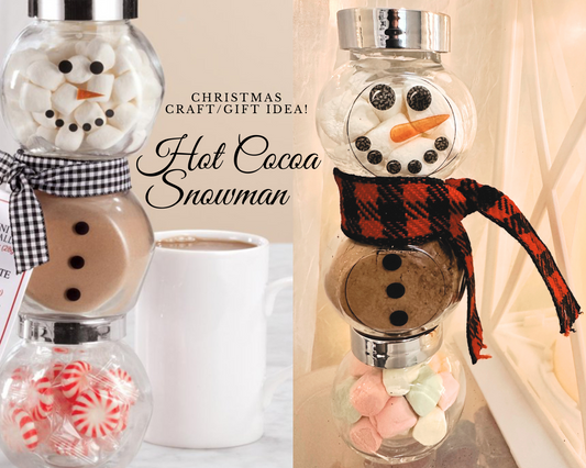 Hot Cocoa Snowman Jars Kit- 2 Piece Xmas Craft Kit & Gift