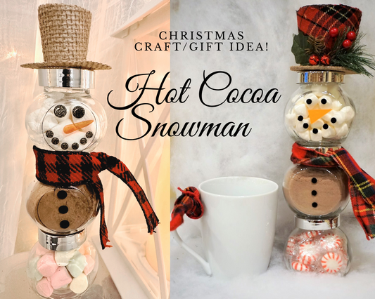 Hot Cocoa Snowman Jars Kit with Straw Hat - 2 Piece Xmas Craft Kit & Gift