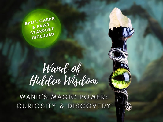 The Wand of Hidden Wisdom and Discovery - Wizard Wand with Snake and Dragon Eye