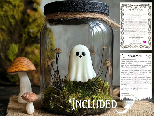 Adopt a Ghost- Small Whimsy Ghost In A Jar Companion