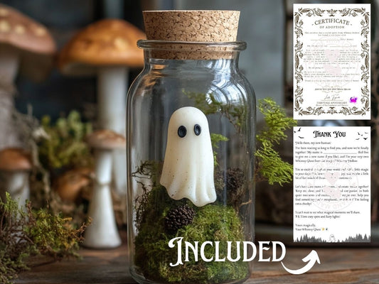 Adopt a Ghost- Tiny Whimsy Ghost In A Jar Companion