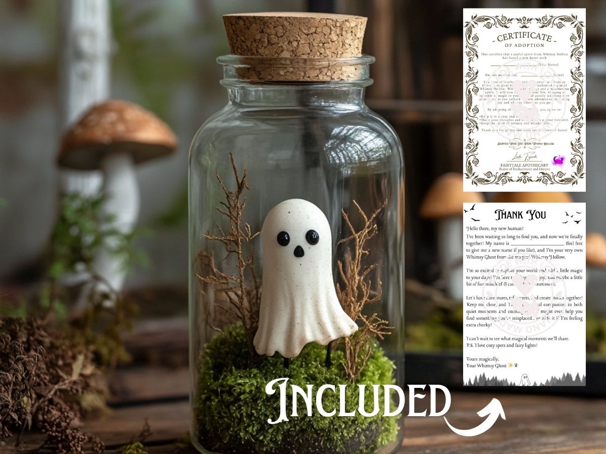 Adopt a Ghost- Tiny Whimsy Ghost In A Jar Companion