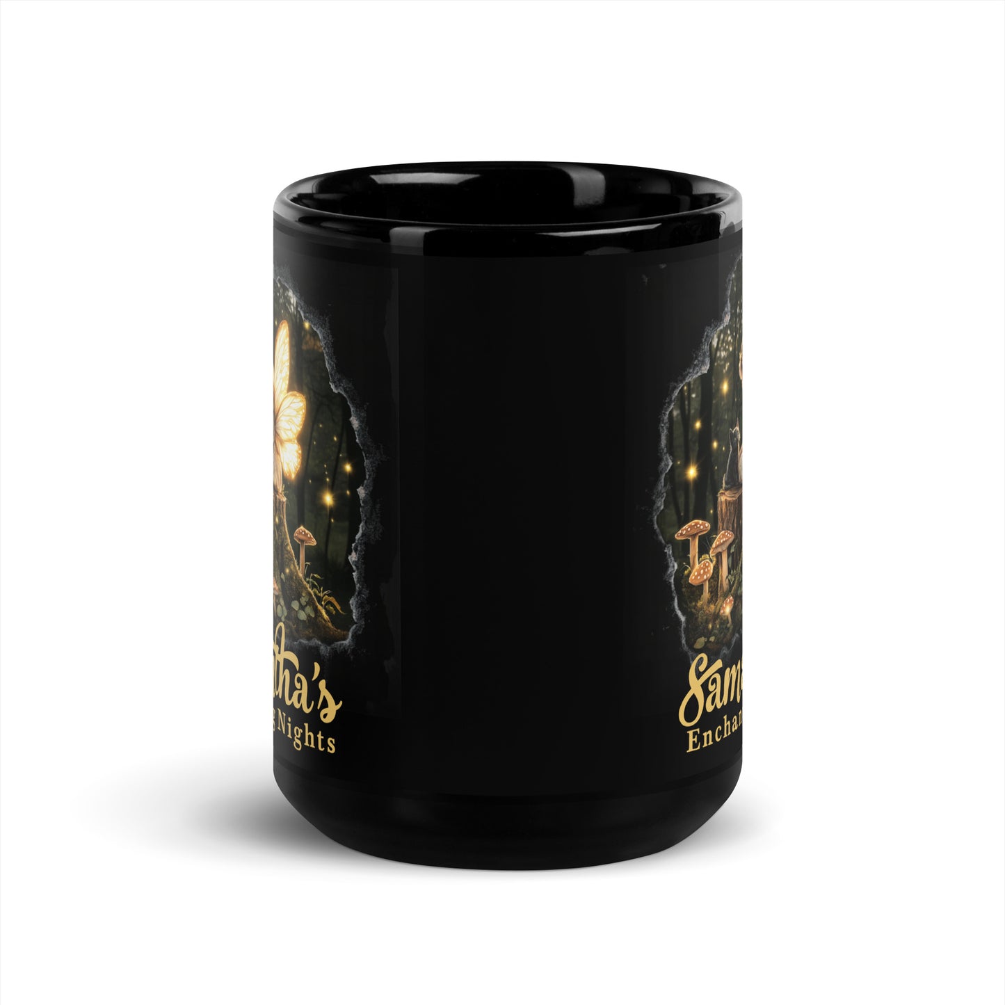 Enchanting Nights Mug | Personalized Mug with Fairy & Cat in Forest Design 1