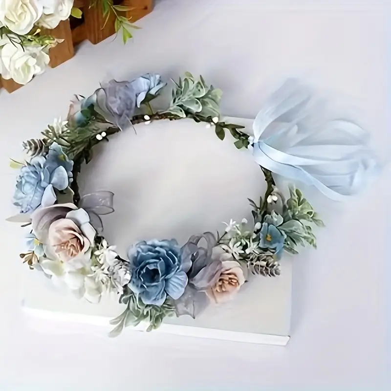 Boho Blue Fairy Flower Crown