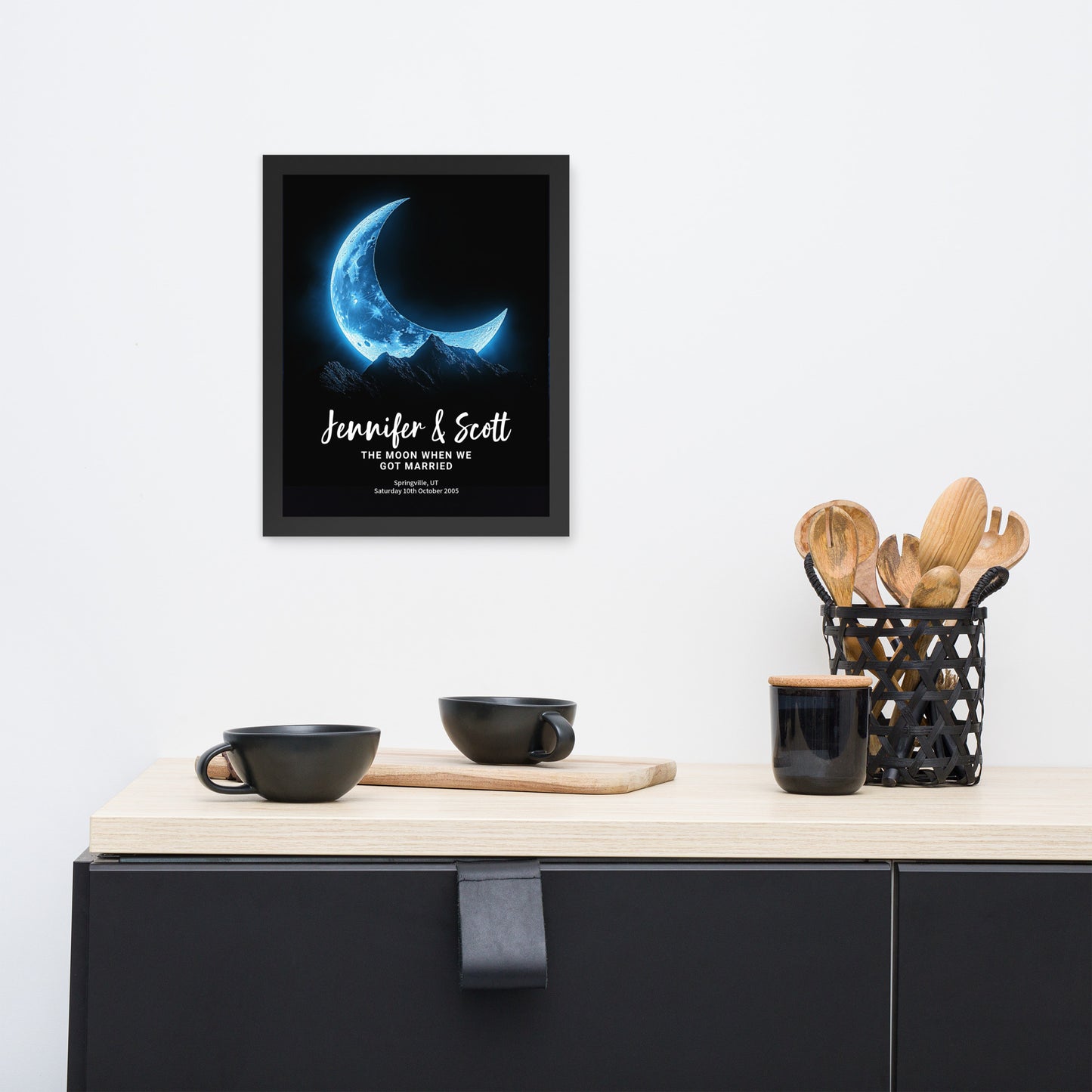 Personalized Lunar Phase Framed Poster – Gift for Couples, Anniversaries, Weddings, Birthdays