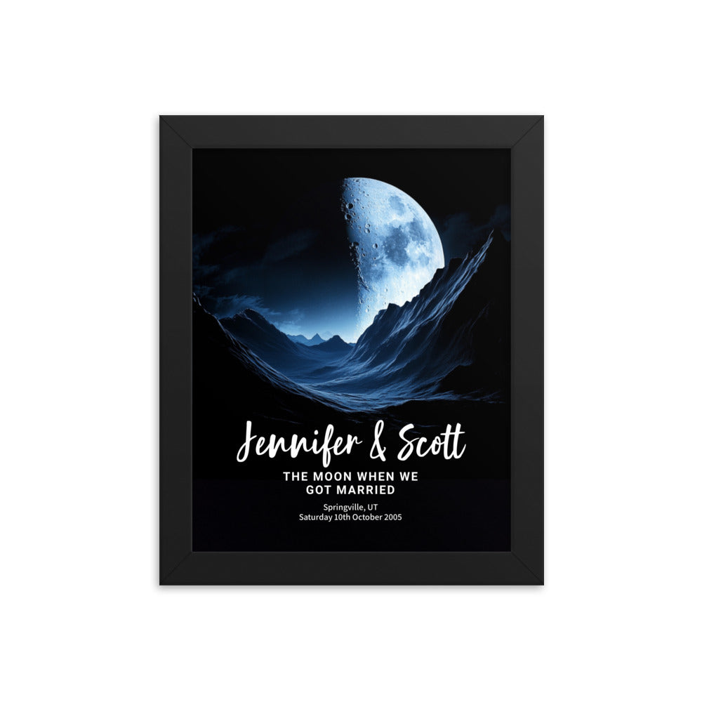 Personalized Lunar Phase Framed Poster – Gift for Couples, Anniversaries, Weddings, Birthdays