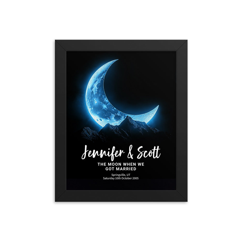 Personalized Lunar Phase Framed Poster – Gift for Couples, Anniversaries, Weddings, Birthdays