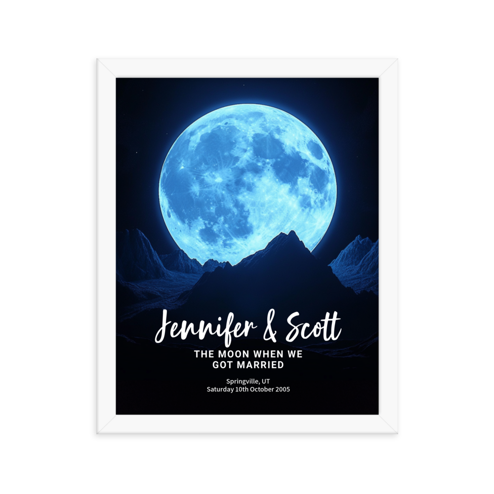 Personalized Lunar Phase Framed Poster – Gift for Couples, Anniversaries, Weddings, Birthdays