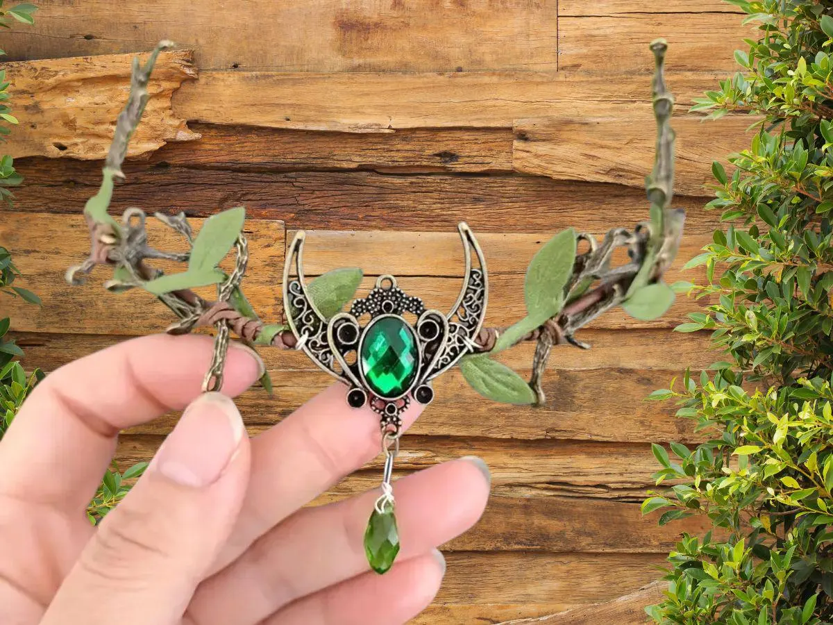 Enchanting Fairie Crown with Crescent Moon & Crystal